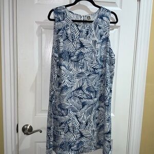 ANNE KLEIN Linen Blend tropical print A-Line Dress Women’s Size 16 Sleeveless